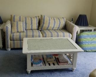 Classic couch and casual end tables