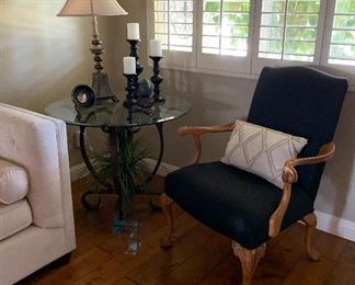 Round Glass Top Metal Base Table 