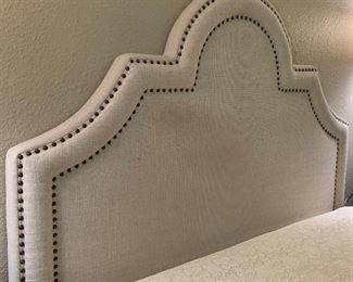 Upholstered Queen Headboard w Nailhead Accent