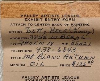 Art Betty Beck (Honey) Oil Mt Blanc Autumn