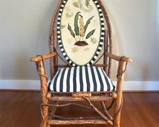 Mountain Cabin / Rustic Chair with Handpainted Back
