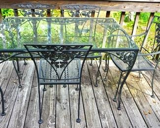 Outdoor Patio Table & 4 chairs - Metal & Glass Top