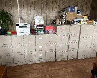 Several metal vintage file cabinets