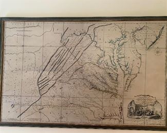 Framed reprint of Fry and Jefferson map of Virginia