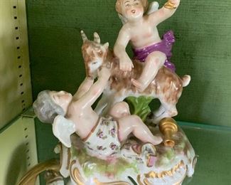 German type figurine Bacchus and Cupid with a goat