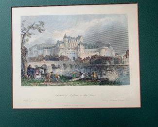 French etching, Chateau on the Loire