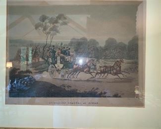 Stage coach race etching