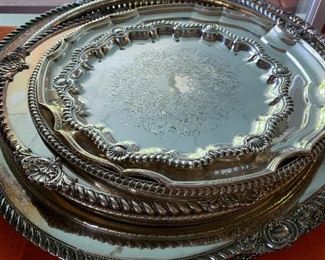 Lots of silver plate tays