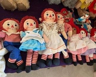 Lots of Raggedy Ann and Andy; some licensed some hand made, one Black Andy