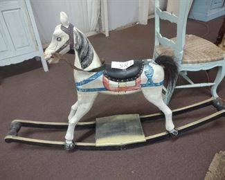 hand carved rocking horse
