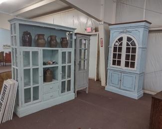 nice pottery and farmhouse cabinets