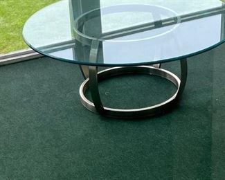 Mid Century  Chrome Coffee Table with Glass Top