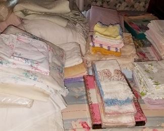 Large selection of vintage linens