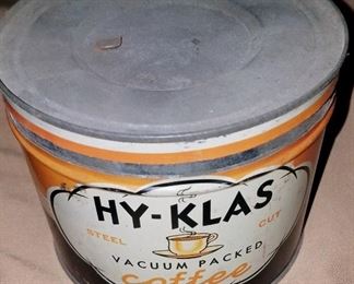 Large selection of St. Joseph collectibles. Hy-Klas coffee tin