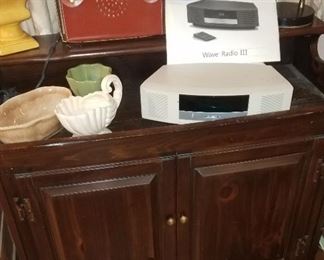Bose radio. Magnavox Dry Sink console stereo. Bose radio