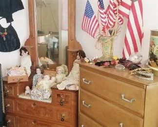 Dressers. Antique walnut dresser w/ mirror