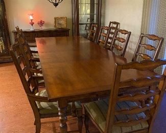 GIGANTIC BEAUTIFUL TABLE AND CHAIRS (TEN CHAIRS TOTAL 