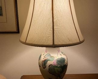 WATER LILY PORCELAIN LAMP WITH SIL SHADE 