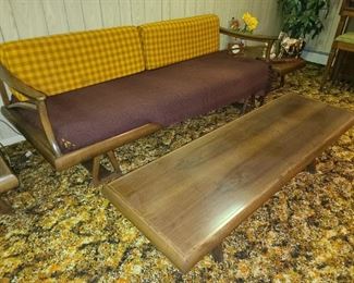 Vintage Beautiful Mid-Century Modern Furniture Set (1 Couch, 2 Chairs, 1 Coffee Table, 2 End Tables)