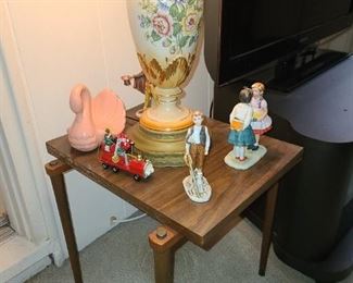Mid-Century Modern End Table W/ Figurines
