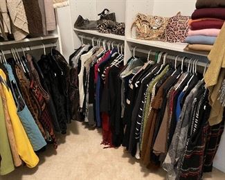 Vests, jackets, sweaters - size L; purses