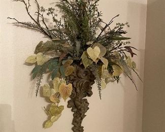 Large wall sconce with silk floral arrangement