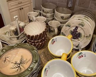 Ceramic dishes - several patterns (plates, bowls, coffee cups, salt/pepper)
