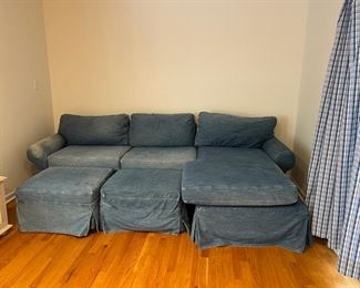 Denim sofa & ottomans