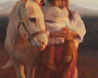 29
Tom Darro
b. 1946, American
"Everything Ritual"
Oil on canvas
Signed lower left: Tom Darro and with the artist's copyright; titled by repute
42" H x 24" W
Estimate: $6,000 - $8,000