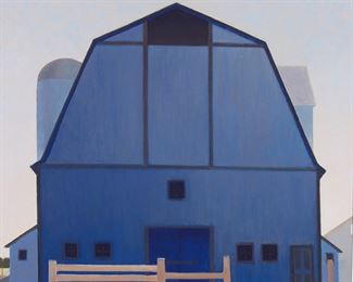 31
Gary Ernest Smith
b. 1942, Highland, UT
"Barn Shape Silhouette"
Oil on canvas
Signed lower right: Gary Ernest Smith; signed again and with the artist's copyright, and titled, on the stretcher
36" H x 40" W
Estimate: $7,000 - $9,000