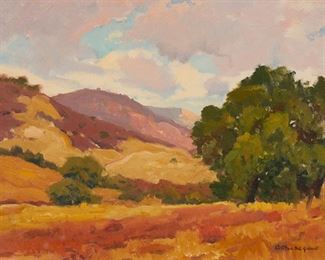 55
Arthur Hill Gilbert ANA
1894-1970, Monterey, CA
"The Oak"
Oil on canvas
Signed lower right and again verso: Arthur Hill Gilbert; titled by repute
Sight: 15.5" H x 19.5" W
Estimate: $4,000 - $6,000
