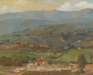 60
Meredith Brooks Abbott
b. 1938, Rincon, CA
"Down And Across," 2002
Oil on linen
Signed and dated lower right: M. B. Abbott; dated again and titled on the stretcher
36" H x 60" W
Estimate: $5,000 - $7,000