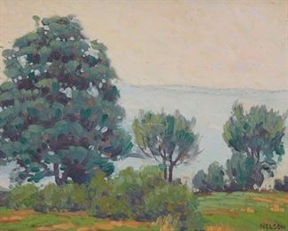 62
Bruce Nelson
1888-1971, New York, NY
"Morning Light"
Oil on canvas board
Signed lower right: Nelson; titled and numbered verso: #8
7.75" H x 10" W
Estimate: $2,000 - $3,000