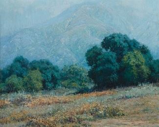 69
John Frost
1890-1937, Pasadena, CA
Misty View Of The San Gabriel Foothills, 1920
Oil on linen
Signed and dated lower right: John Frost
24" H x 28" W
Estimate: $20,000 - $30,000
