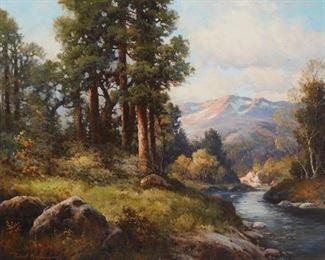 70
Robert William Wood
1889-1979, Bishop, CA
"Headwaters Of The Colorado," 1944
Oil on canvas
Signed and dated lower left: Robert Wood; titled and with the artist's copyright stamp verso
25" H x 30" W
Estimate: $3,000 - $5,000