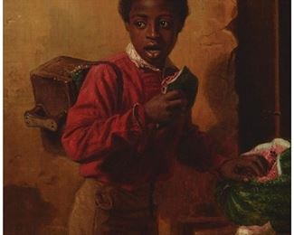 103
Thomas Waterman Wood
1823-1903, New York, NY
"Private Lunch," 1869
Oil on canvas
Signed and dated lower right: T.W. Wood; titled by repute
14" H x 11" W
Estimate: $8,000 - $12,000