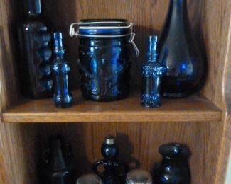 Assortment of Colbalt Blue Bottles & Jars