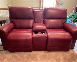 Available for pre-sale: La-Z-Boy dual electric reclining loveseat with console. Burgundy red. Purchased in Fall 2019. Slight imperfections as noted in pictures, otherwise in great, working condition.  $1500

Call or text Lisa @ 615-854-8535