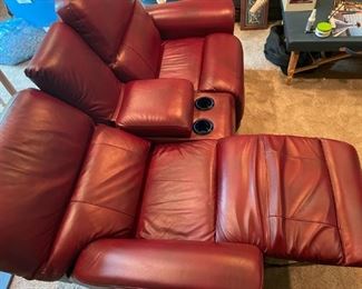 Available for pre-sale: La-Z-Boy dual electric reclining loveseat with console. Burgundy red. Purchased in Fall 2019. Slight imperfections as noted in pictures, otherwise in great, working condition.  $1500