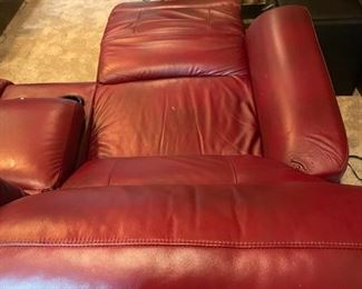 Available for pre-sale: La-Z-Boy dual electric reclining loveseat with console. Burgundy red. Purchased in Fall 2019. Slight imperfections as noted in pictures, otherwise in great, working condition.  $1500