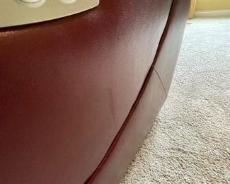 Available for pre-sale: La-Z-Boy dual electric reclining loveseat with console. Burgundy red. Purchased in Fall 2019. Slight imperfections as noted in pictures, otherwise in great, working condition.  $1500