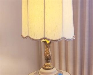 Vintage large satin glass w/gold lamps
*we have two