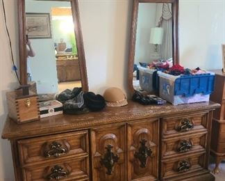Dressor w/two mirrors. Also have matching king size headboard and chest of drawers plus two bedside tables