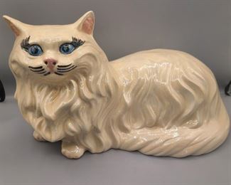 Vintage large cermanic Persian glossy white cat