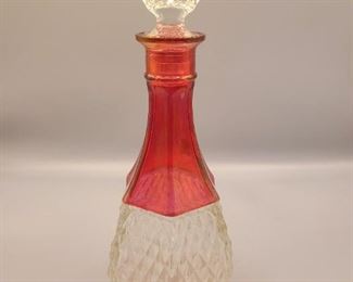 Vintage cut glass w/red decanter 