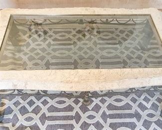 Stone glass and iron coffee table
*we have a matching end table 