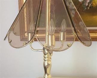 Brass & smoked glass tap lamp