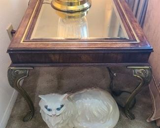 Side table - mirrored brass & brass