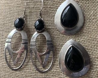 (2) Pairs of Sterling Silver & Black Onyx