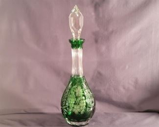 Bohemain Green Cut to Clear 16in Wine Decanter